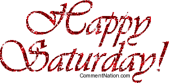 Happy Saturday Red Glitter Script Image: Graphic Comment Meme or GIF